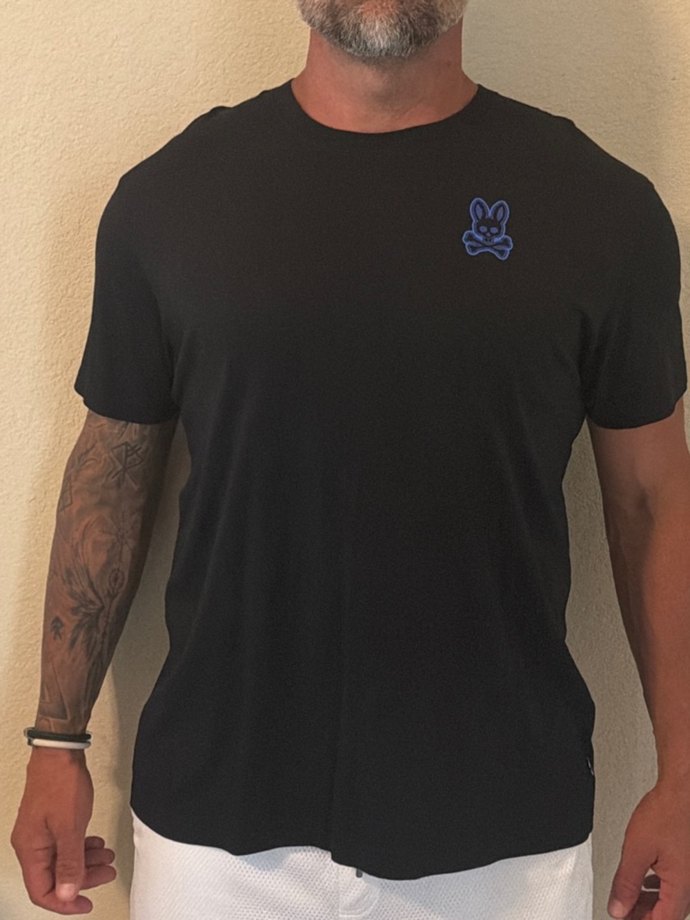 Psycho Bunny Black Short Sleeve Tee with Blue Bunny Logo